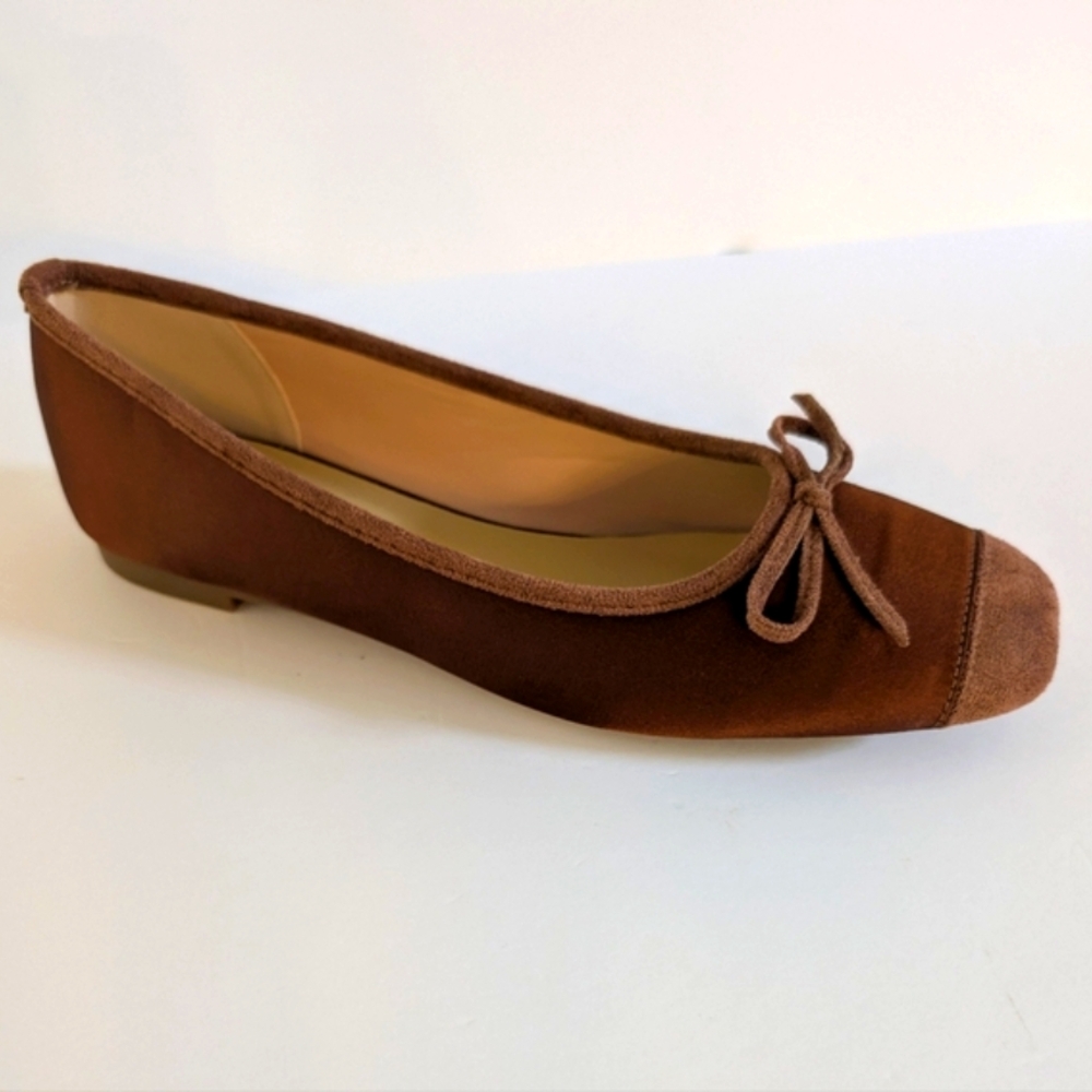 C. Paravano Eleno Brown Suede/Silk Ballet Flats Cap Toe EU 42 Size 11